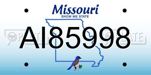 AI85998 Missouri License Plate