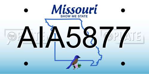 AIA5877 Missouri License Plate