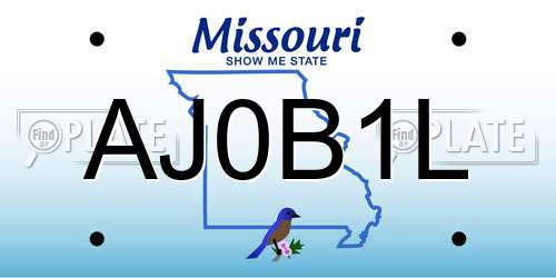 AJ0B1L Missouri License Plate