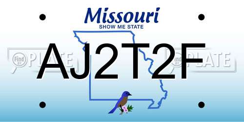 AJ2T2F Missouri License Plate