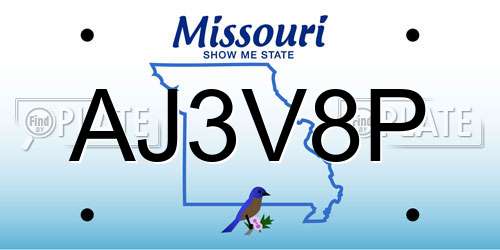 AJ3V8P Missouri License Plate