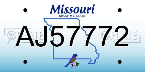 AJ57772 Missouri License Plate