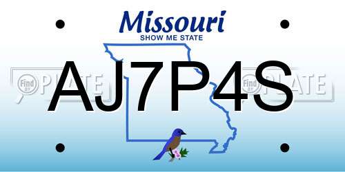 AJ7P4S Missouri License Plate