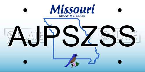 AJPSZSS Missouri License Plate