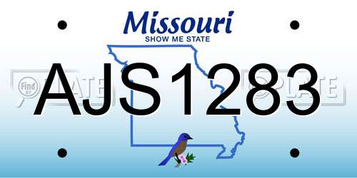 AJS1283 Missouri License Plate
