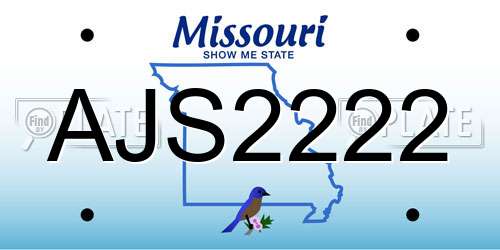 AJS2222 Missouri License Plate