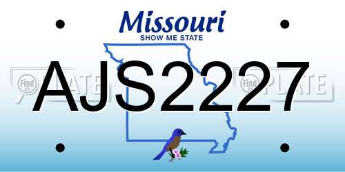 AJS2227 Missouri License Plate