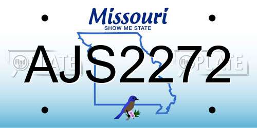 AJS2272 Missouri License Plate