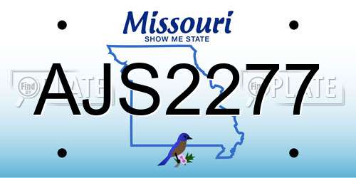 AJS2277 Missouri License Plate