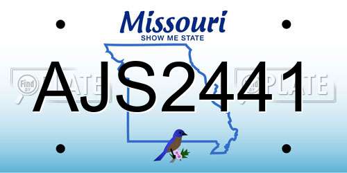 AJS2441 Missouri License Plate