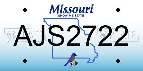 AJS2722 Missouri License Plate
