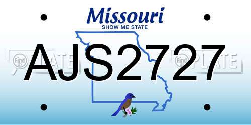 AJS2727 Missouri License Plate