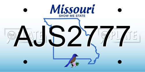 AJS2777 Missouri License Plate