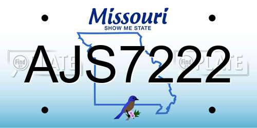 AJS7222 Missouri License Plate