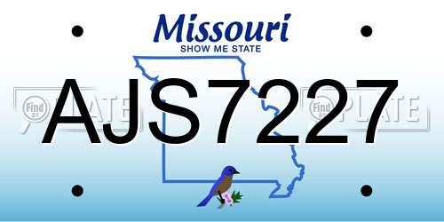 AJS7227 Missouri License Plate