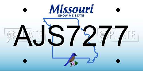 AJS7277 Missouri License Plate