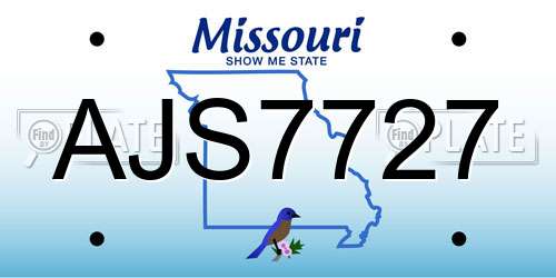 AJS7727 Missouri License Plate