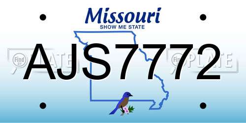 AJS7772 Missouri License Plate