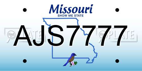 AJS7777 Missouri License Plate