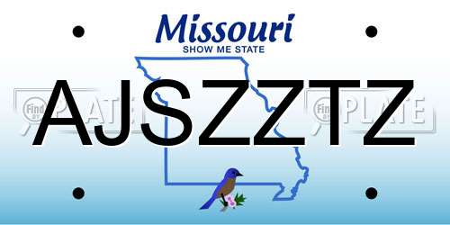 AJSZZTZ Missouri License Plate