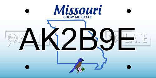 AK2B9E Missouri License Plate