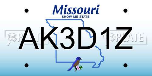 AK3D1Z Missouri License Plate