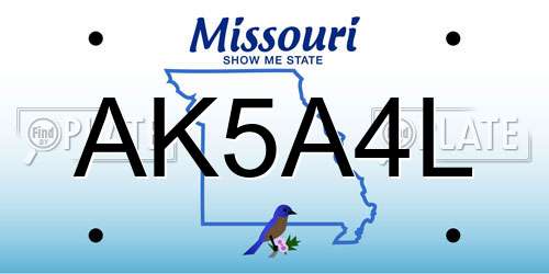 AK5A4L Missouri License Plate