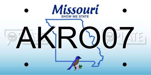 AKRO07 Missouri License Plate