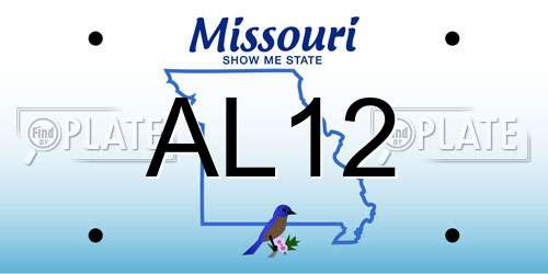 AL12 Missouri License Plate