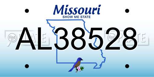 AL38528 Missouri License Plate