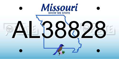 AL38828 Missouri License Plate