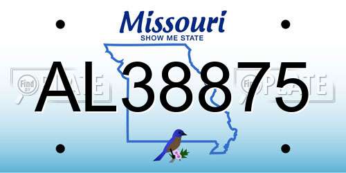 AL38875 Missouri License Plate