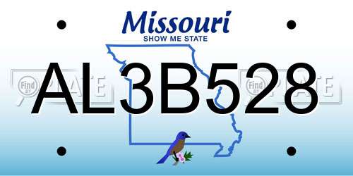 AL3B528 Missouri License Plate