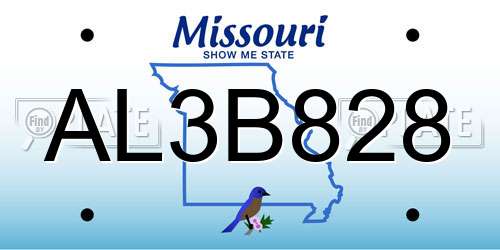 AL3B828 Missouri License Plate