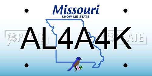 AL4A4K Missouri License Plate