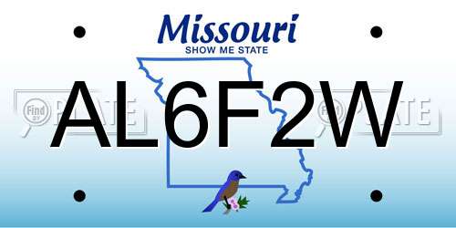 AL6F2W Missouri License Plate