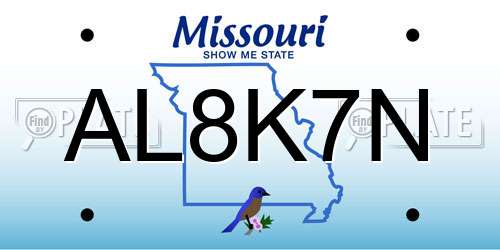 AL8K7N Missouri License Plate