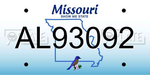 AL93092 Missouri License Plate