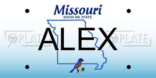 ALEX Missouri License Plate