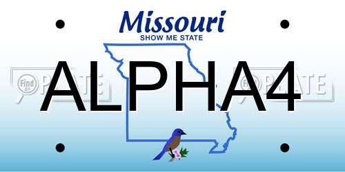 ALPHA4 Missouri License Plate