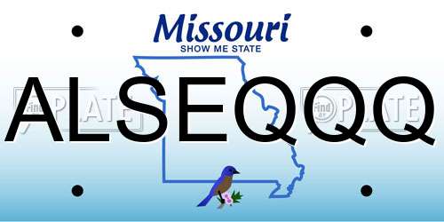 ALSEQQQ Missouri License Plate
