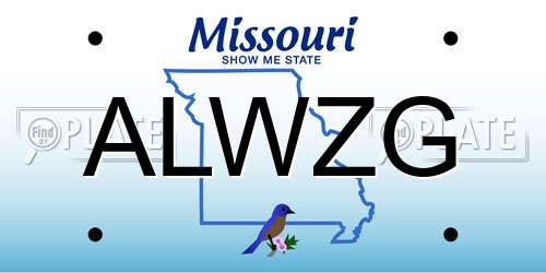 ALWZG Missouri License Plate