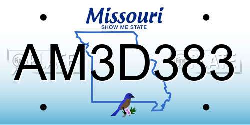 AM3D383 Missouri License Plate