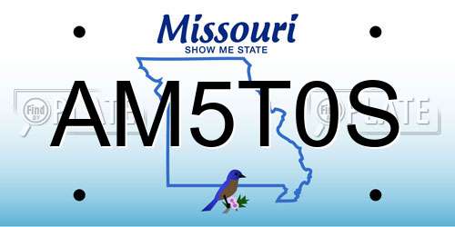 AM5T0S Missouri License Plate