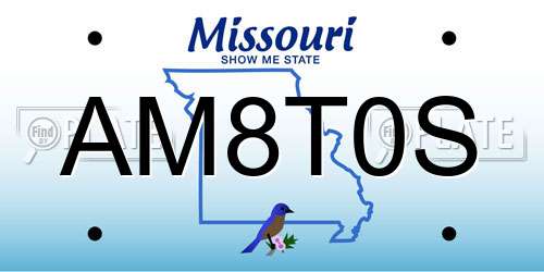 AM8T0S Missouri License Plate