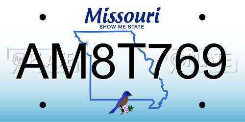 AM8T769 Missouri License Plate