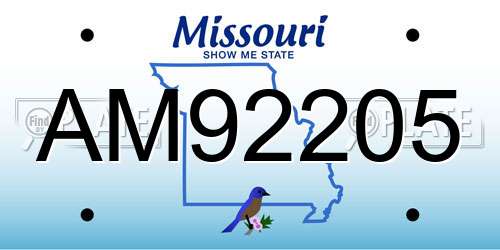 AM92205 Missouri License Plate