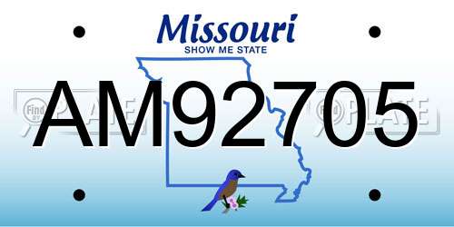 AM92705 Missouri License Plate