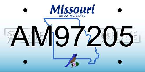 AM97205 Missouri License Plate