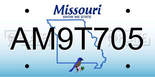 AM9T705 Missouri License Plate